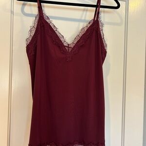 Burgundy Lace Trim Cami Top